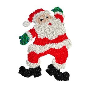 Vintage Santa Claus Melted Plastic Popcorn Christmas Decoration